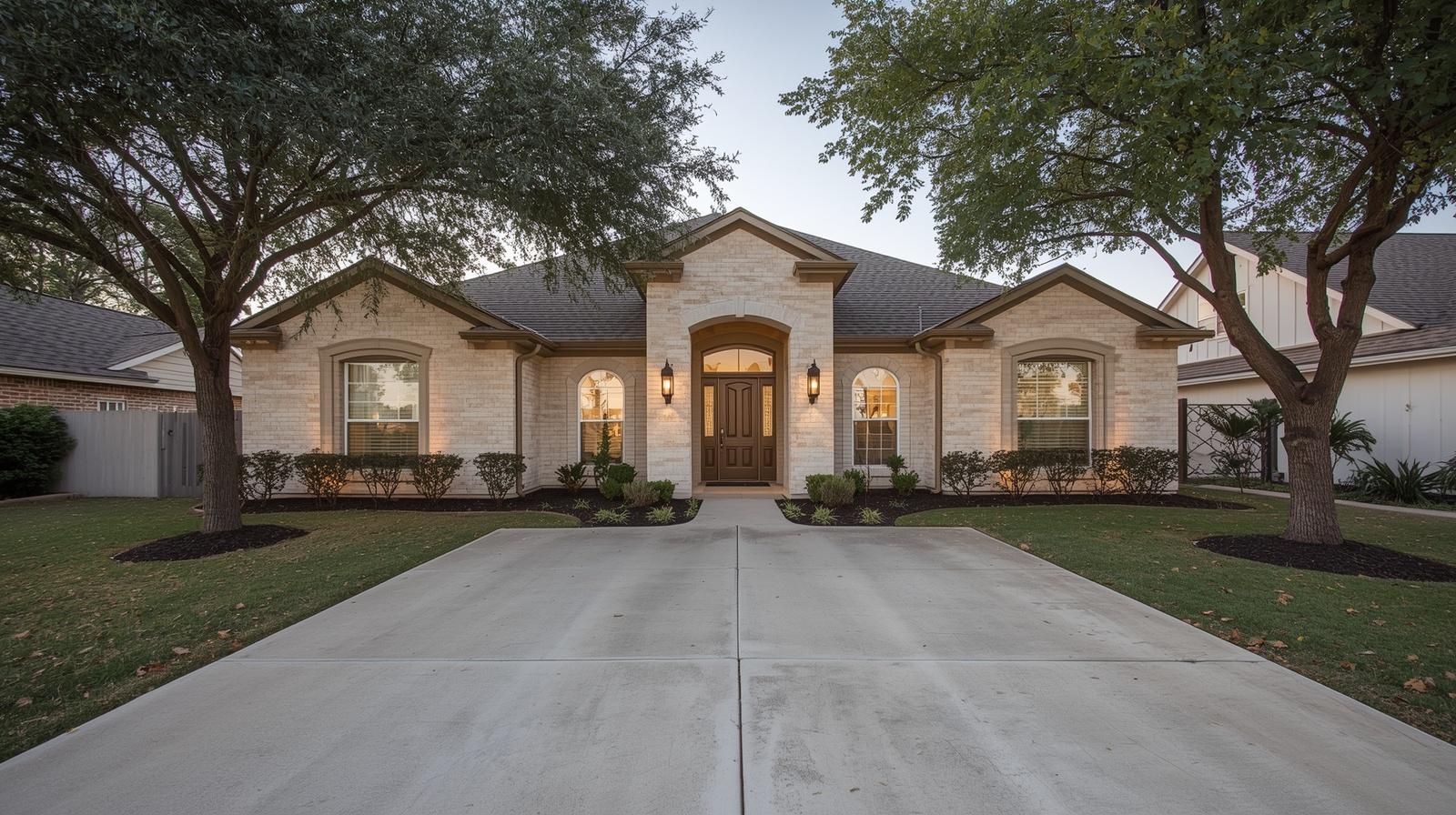 modern suburban home in San Antonio Texas with clean exterior and front yard